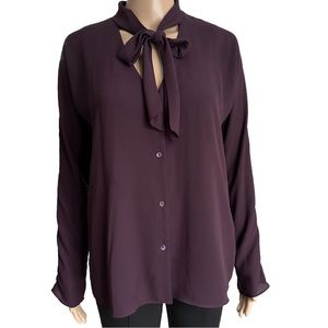 BABATON Button Up Blouse With Neck Tie